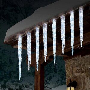GE 100 LED TWINKLING ICE CRYSTAL ICICLE LIGHTS SET 20 ct SPARKLE EFFECT NEW